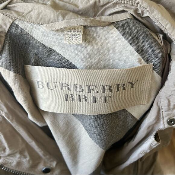 Burberry Brit Lightweight Rain/Wind Jacket Coat Neutral Taupe Authentic - Picture 6 of 12